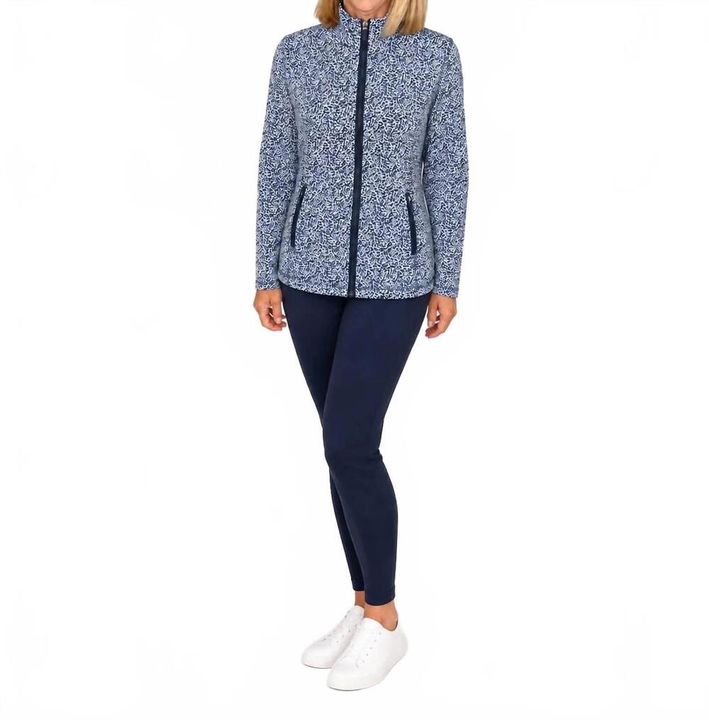 NEW LULU-B animal print zip jacket in blue/white